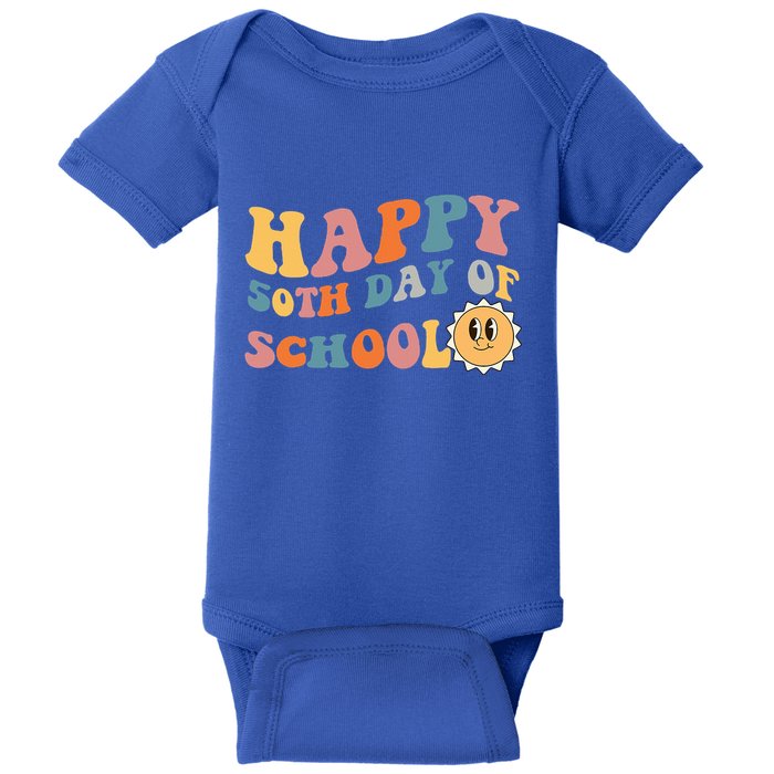 Retro 50 days of school 50th day of school Groovy Baby Bodysuit