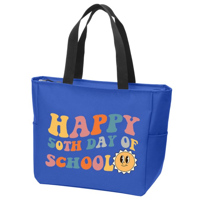 Retro 50 days of school 50th day of school Groovy Zip Tote Bag