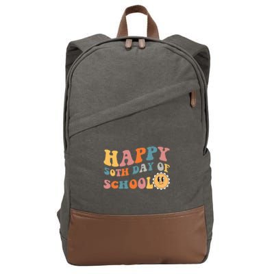 Retro 50 days of school 50th day of school Groovy Cotton Canvas Backpack