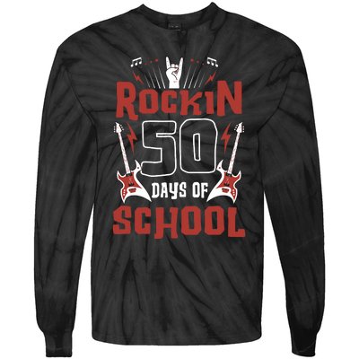 Rockin 50 Days Of School 50th Day Of School 50 Days Smarter Tie-Dye Long Sleeve Shirt