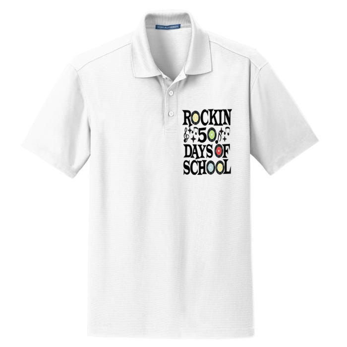 Rockin 50 Days of School 50th Day of School Dry Zone Grid Polo