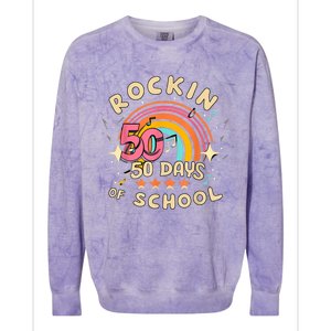 Rockin 50 Days Of School 50th Day Of School Colorblast Crewneck Sweatshirt