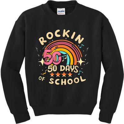 Rockin 50 Days Of School 50th Day Of School Kids Sweatshirt