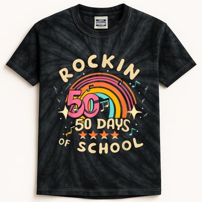 Rockin 50 Days Of School 50th Day Of School Kids Tie-Dye T-Shirt