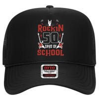 Rockin 50 Days of School 50th Day of School 50 Days Smarter High Crown Mesh Back Trucker Hat