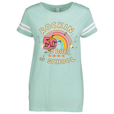 Rockin 50 Days of School 50th Day of School  Enza Ladies Jersey Football T-Shirt