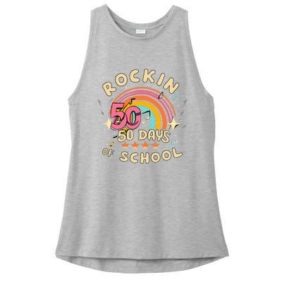 Rockin 50 Days of School 50th Day of School  Ladies PosiCharge Tri-Blend Wicking Tank