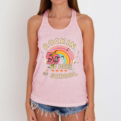 Rockin 50 Days of School 50th Day of School  Women's Knotted Racerback Tank