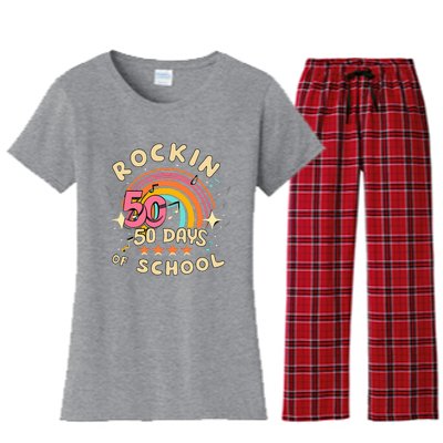 Rockin 50 Days of School 50th Day of School  Women's Flannel Pajama Set