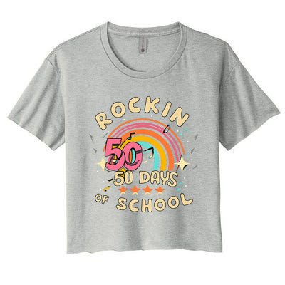 Rockin 50 Days of School 50th Day of School  Women's Crop Top Tee