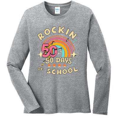 Rockin 50 Days of School 50th Day of School  Ladies Long Sleeve Shirt