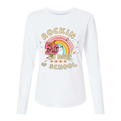 Rockin 50 Days of School 50th Day of School  Womens Cotton Relaxed Long Sleeve T-Shirt