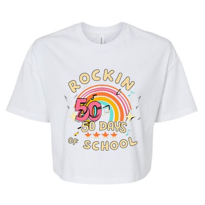 Rockin 50 Days of School 50th Day of School  Bella+Canvas Jersey Crop Tee