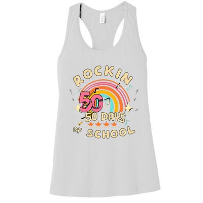 Rockin 50 Days of School 50th Day of School  Women's Racerback Tank