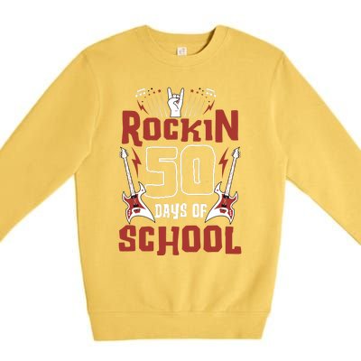 Rockin 50 Days Of School 50th Day Of School 50 Days Smarter Premium Crewneck Sweatshirt