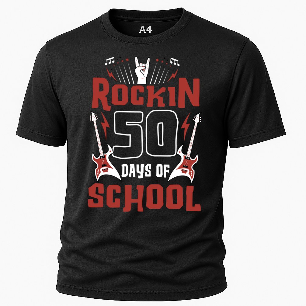 Rockin 50 Days Of School 50th Day Of School 50 Days Smarter Cooling Performance Crew T-Shirt