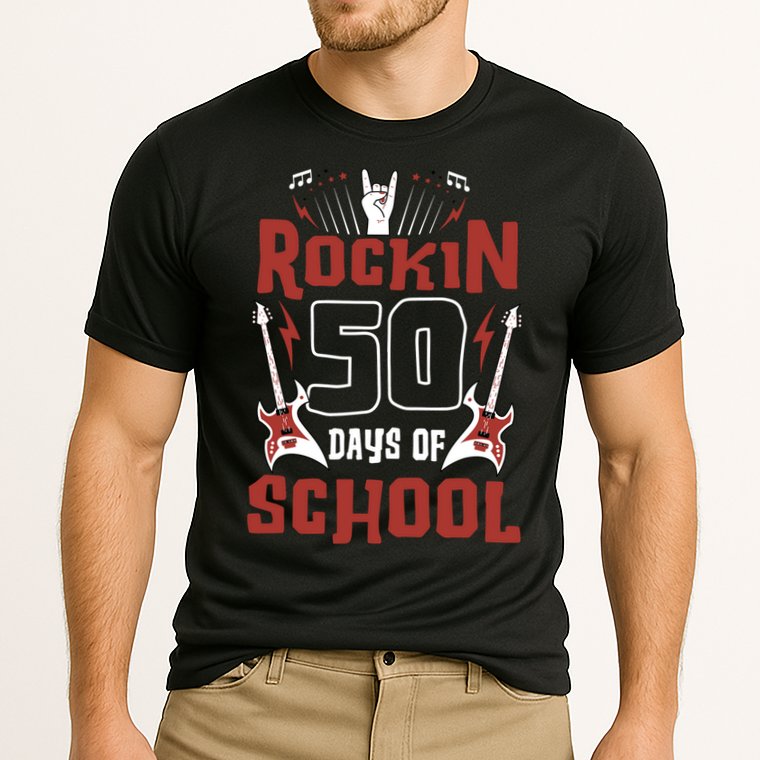 Rockin 50 Days Of School 50th Day Of School 50 Days Smarter Cooling Performance Crew T-Shirt