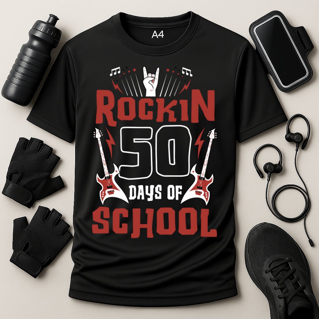 Rockin 50 Days Of School 50th Day Of School 50 Days Smarter Cooling Performance Crew T-Shirt