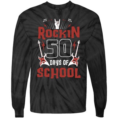 Rockin 50 Days Of School 50th Day Of School 50 Days Smarter Tie-Dye Long Sleeve Shirt