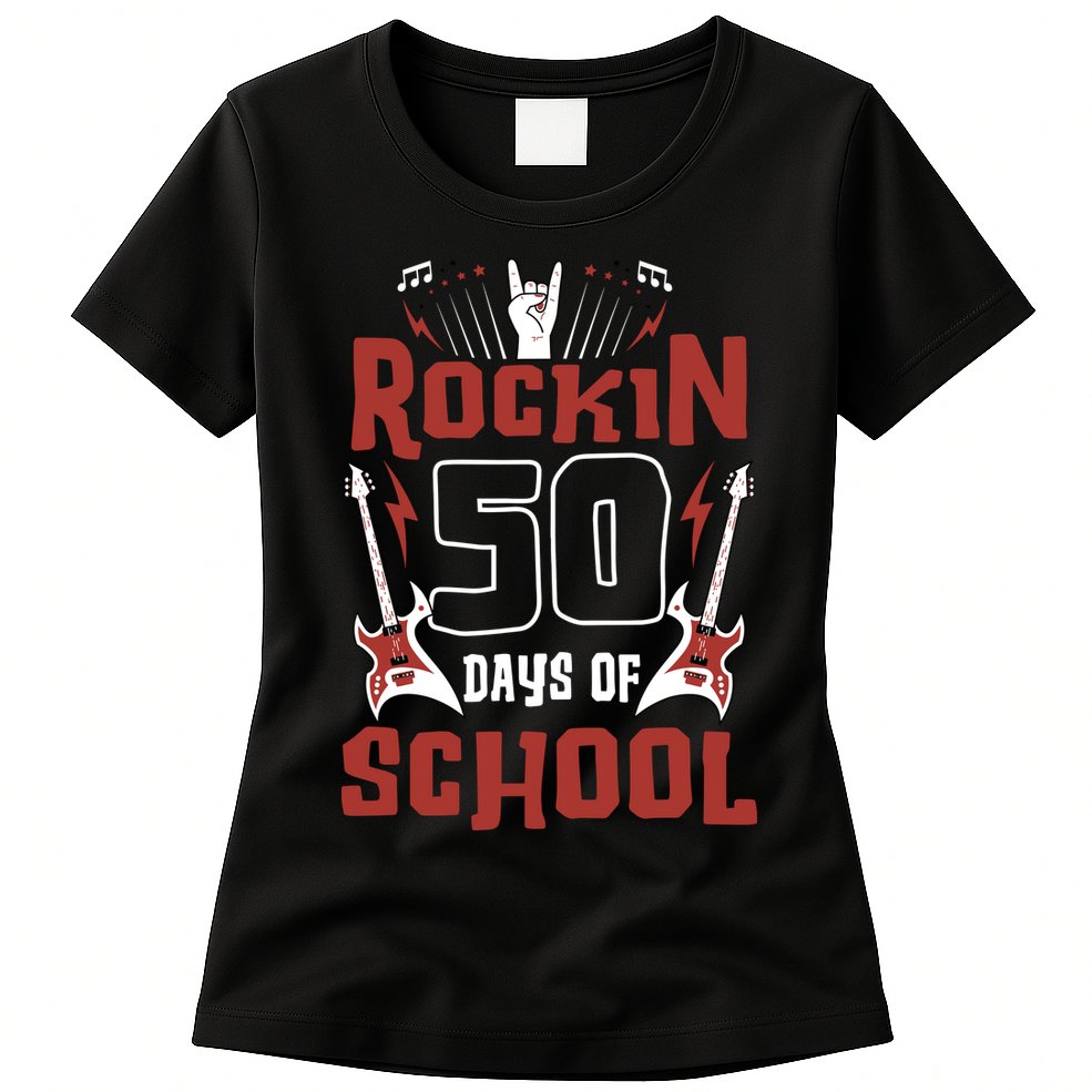 Rockin 50 Days Of School 50th Day Of School 50 Days Smarter Womens T-Shirt