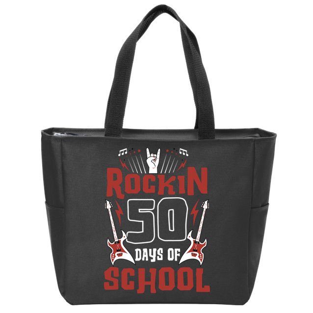 Rockin 50 Days Of School 50th Day Of School 50 Days Smarter Zip Tote Bag