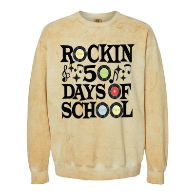 Rockin' 50th Day Celebration School Milestone Colorblast Crewneck Sweatshirt