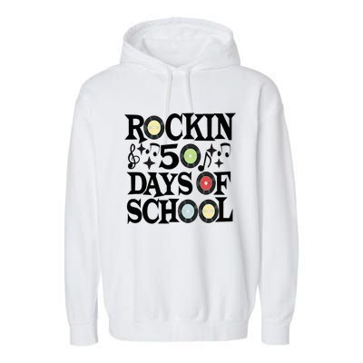 Rockin' 50th Day Celebration School Milestone Garment-Dyed Fleece Hoodie