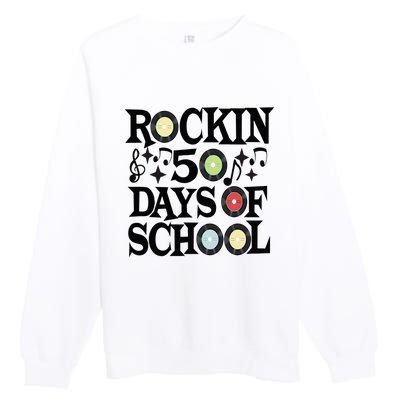 Rockin' 50th Day Celebration School Milestone Premium Crewneck Sweatshirt