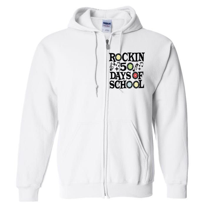 Rockin' 50th Day Celebration School Milestone Full Zip Hoodie