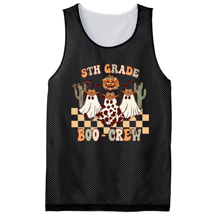 Retro 5th Grade Boo Crew Ghost Cowboy Hat Teacher Halloween Mesh Reversible Basketball Jersey Tank