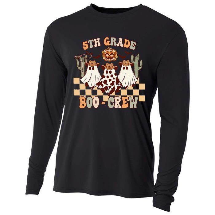 Retro 5th Grade Boo Crew Ghost Cowboy Hat Teacher Halloween Cooling Performance Long Sleeve Crew