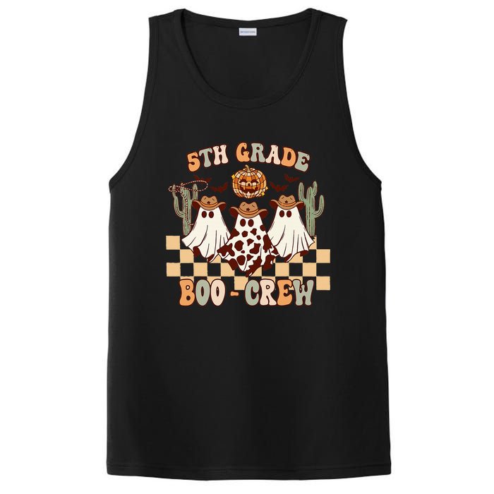 Retro 5th Grade Boo Crew Ghost Cowboy Hat Teacher Halloween PosiCharge Competitor Tank