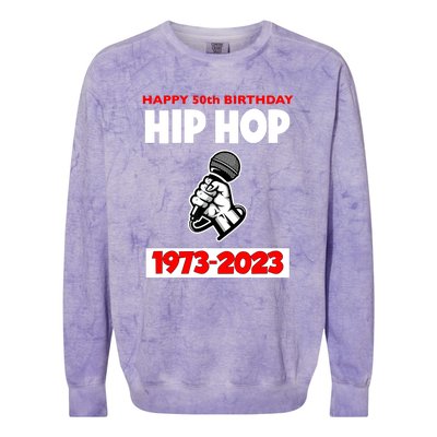 Retro 50 Years Hip Hop 50th Anniversary Mic Gift Colorblast Crewneck Sweatshirt