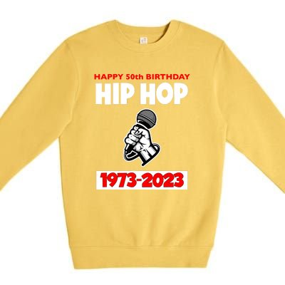 Retro 50 Years Hip Hop 50th Anniversary Mic Gift Premium Crewneck Sweatshirt