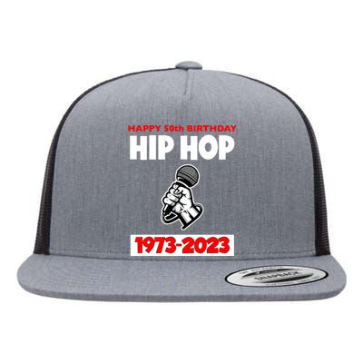 Retro 50 Years Hip Hop 50th Anniversary Mic Gift Flat Bill Trucker Hat