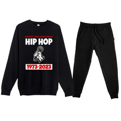 Retro 50 Years Hip Hop 50th Anniversary Mic Gift Premium Crewneck Sweatsuit Set