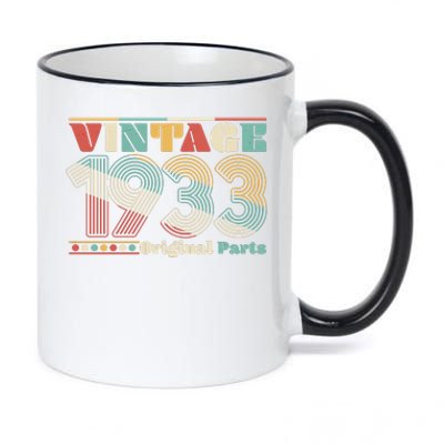 Retro 60s 70s Style Vintage 1933 Original Parts 90th Birthday 11oz Black Color Changing Mug