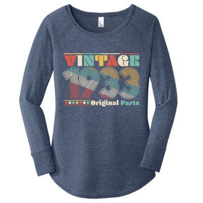 Retro 60s 70s Style Vintage 1933 Original Parts 90th Birthday Women's Perfect Tri Tunic Long Sleeve Shirt