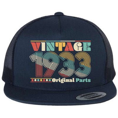 Retro 60s 70s Style Vintage 1933 Original Parts 90th Birthday Flatbill Hat
