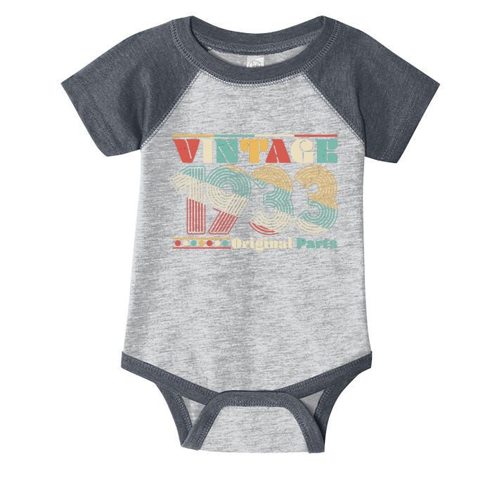 Retro 60s 70s Style Vintage 1933 Original Parts 90th Birthday Infant Baby Jersey Bodysuit