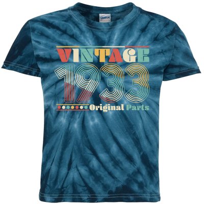 Retro 60s 70s Style Vintage 1933 Original Parts 90th Birthday Kids Tie-Dye T-Shirt