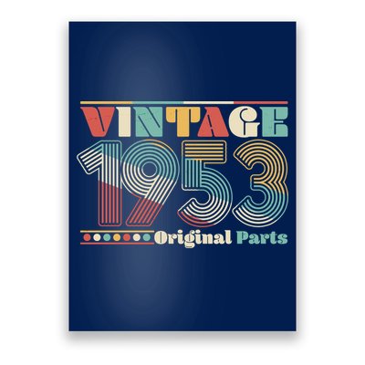 Retro 60s 70s Style Vintage 1953 Original Parts 70th Birthday Poster
