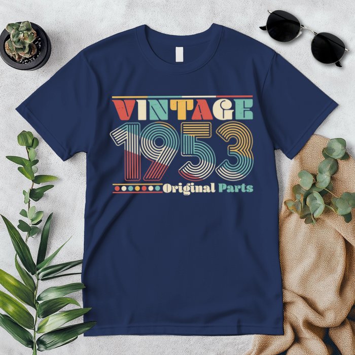 Retro 60s 70s Style Vintage 1953 Original Parts 70th Birthday Premium T-Shirt