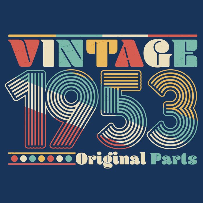 Retro 60s 70s Style Vintage 1953 Original Parts 70th Birthday Premium T-Shirt