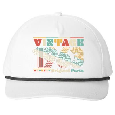 Retro 60s 70s Style Vintage 1963 Original Parts 60th Birthday Snapback Five-Panel Rope Hat