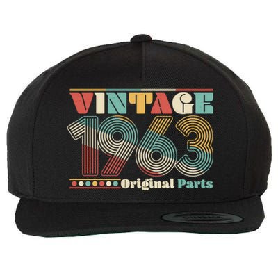 Retro 60s 70s Style Vintage 1963 Original Parts 60th Birthday Wool Snapback Cap