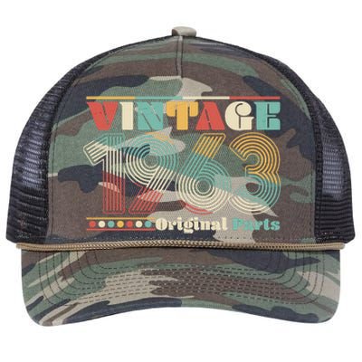 Retro 60s 70s Style Vintage 1963 Original Parts 60th Birthday Retro Rope Trucker Hat Cap