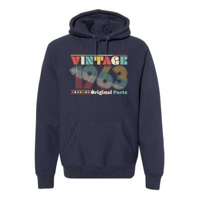 Retro 60s 70s Style Vintage 1963 Original Parts 60th Birthday Premium Hoodie