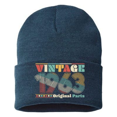 Retro 60s 70s Style Vintage 1963 Original Parts 60th Birthday Sustainable Knit Beanie