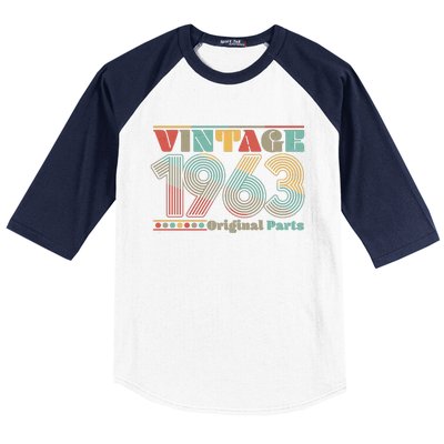 Retro 60s 70s Style Vintage 1963 Original Parts 60th Birthday Baseball Sleeve Shirt